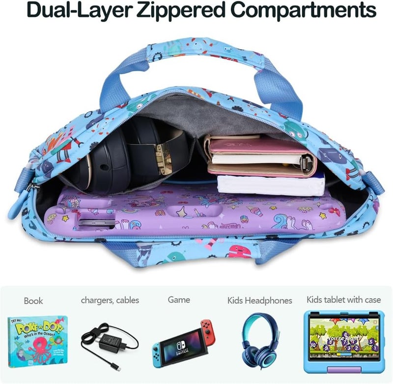 FunnyWin Kids Tablet Bag for Boy Girl Toddler Carrying Tablet Sleeve Carrying with Handle Shoulder Strap 13 inch - Image 3